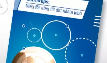 Omslag med karriärtips och blått mönster.